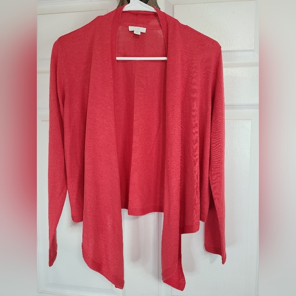 (508) J.Jill Woman's Open Sweater, Size: XS Petite Color: Red - Picture 5 of 16